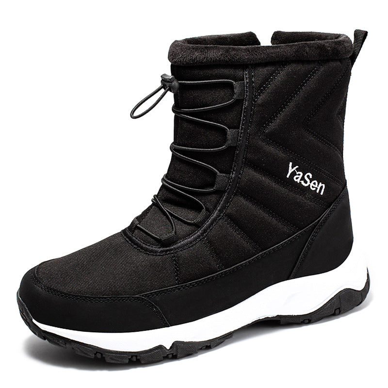 Men's Waterproof Snow Short Ski Boots Fleece-Lined Hiking Shoes