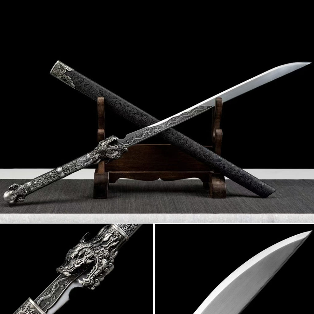 Unsharpened High Manganese Steel Hand Forged Han Sword Collectible
