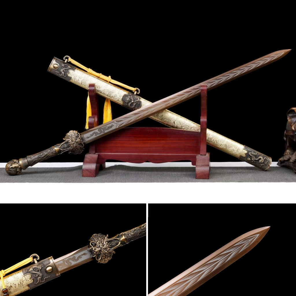 Unsharpened High Manganese Steel Long Style Han Jian Dragon King Sword