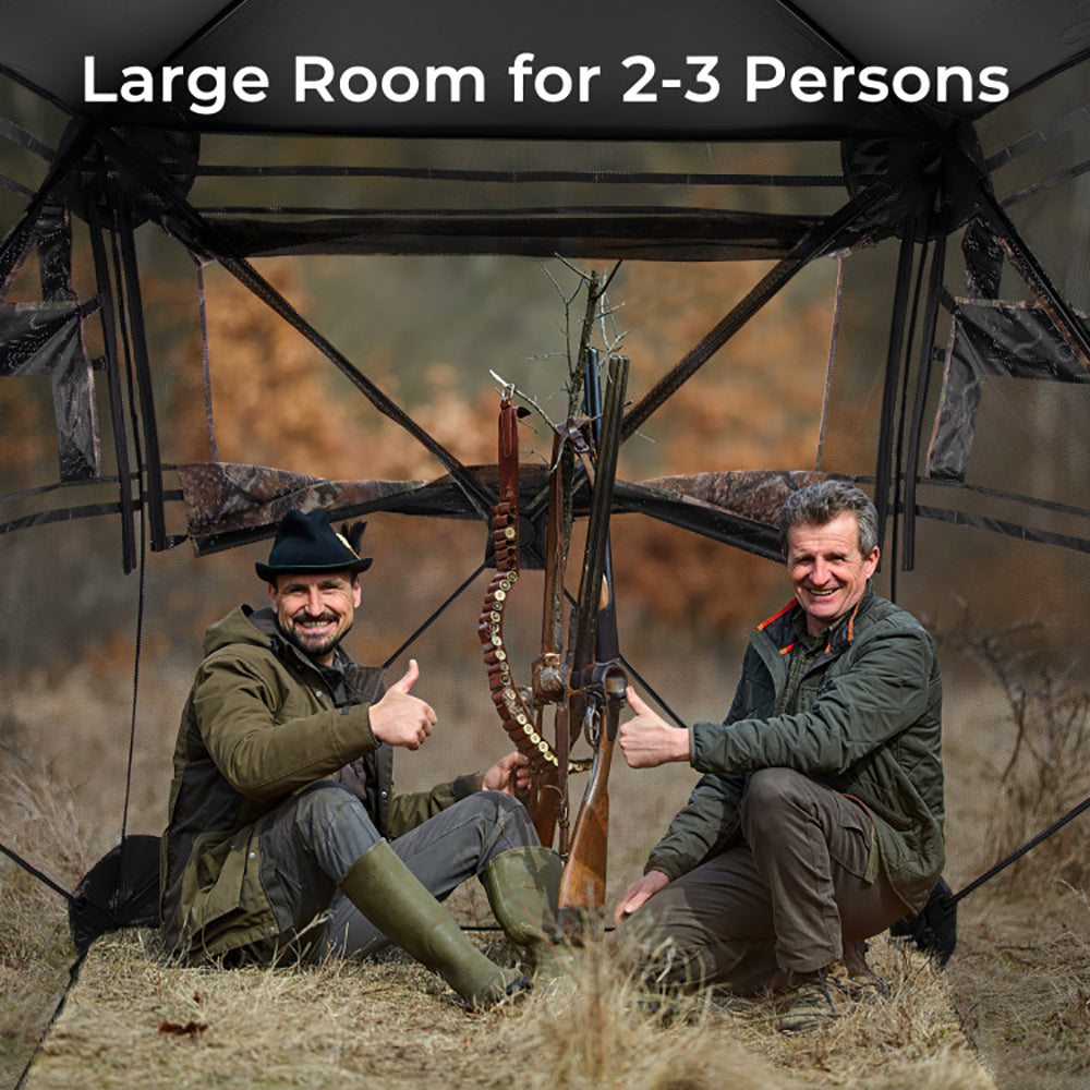 360° One-Way See-Through Hunting Blind for 2–3 People