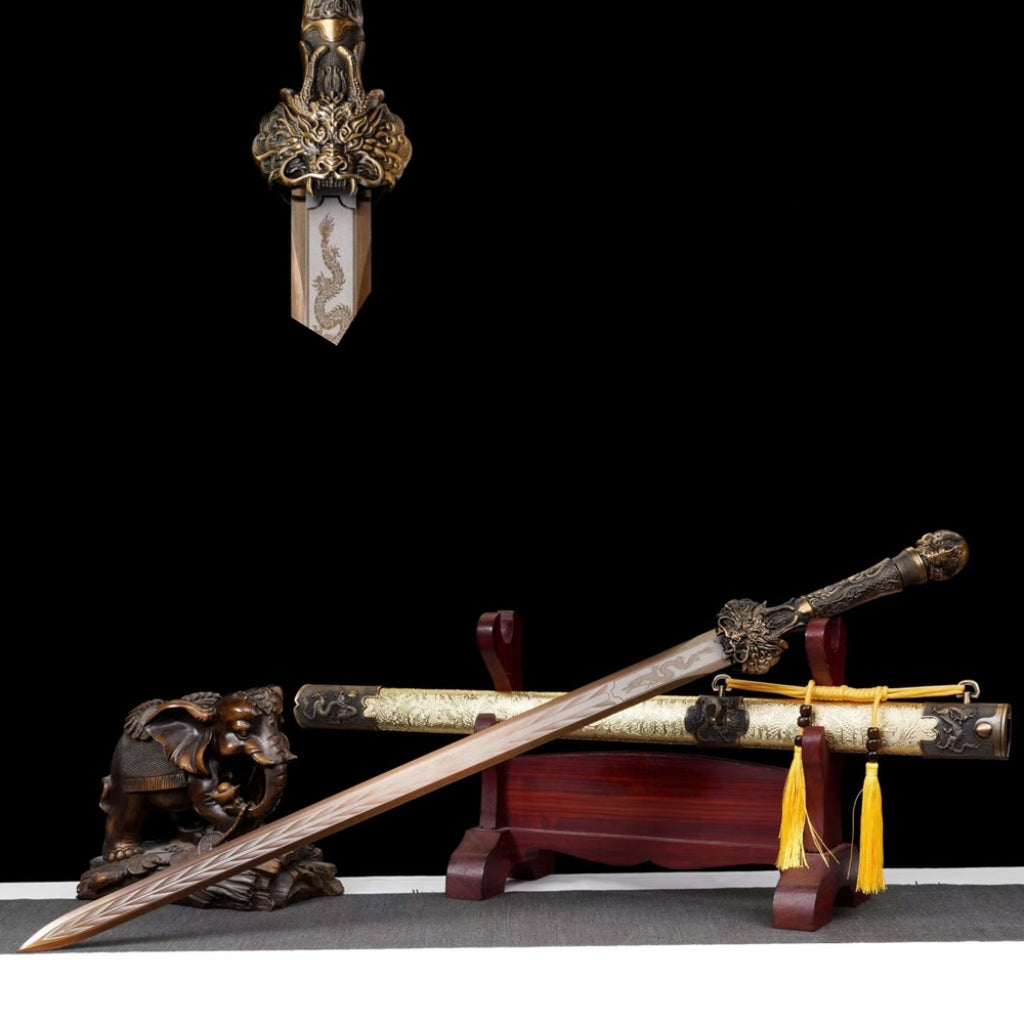 Unsharpened High Manganese Steel Long Style Han Jian Dragon King Sword