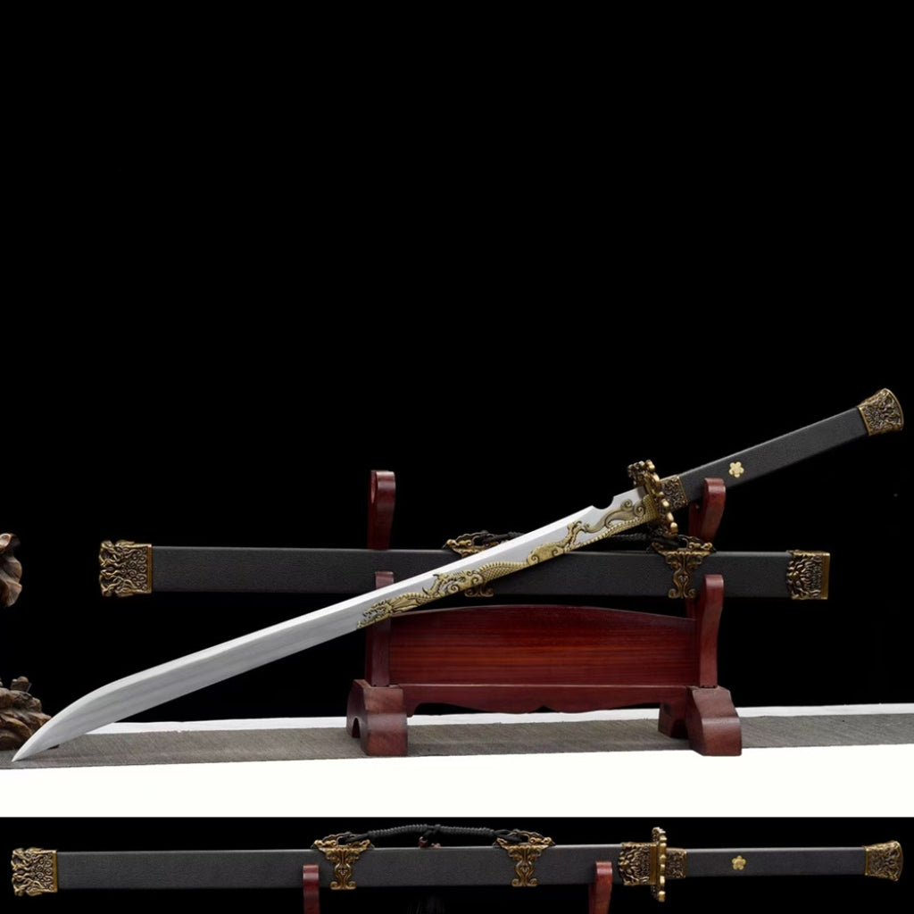 Unsharpened Manganese Steel Tang Heng Dao and Xiu Chun Dao Swords