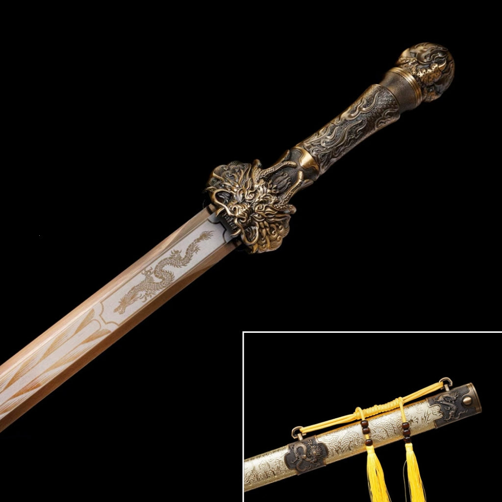 Unsharpened High Manganese Steel Long Style Han Jian Dragon King Sword