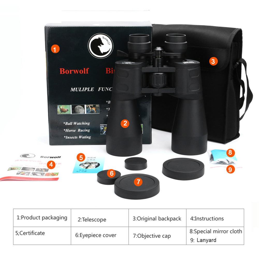 High-Powered HD Binoculars With Low-Light Night Vision Zoom