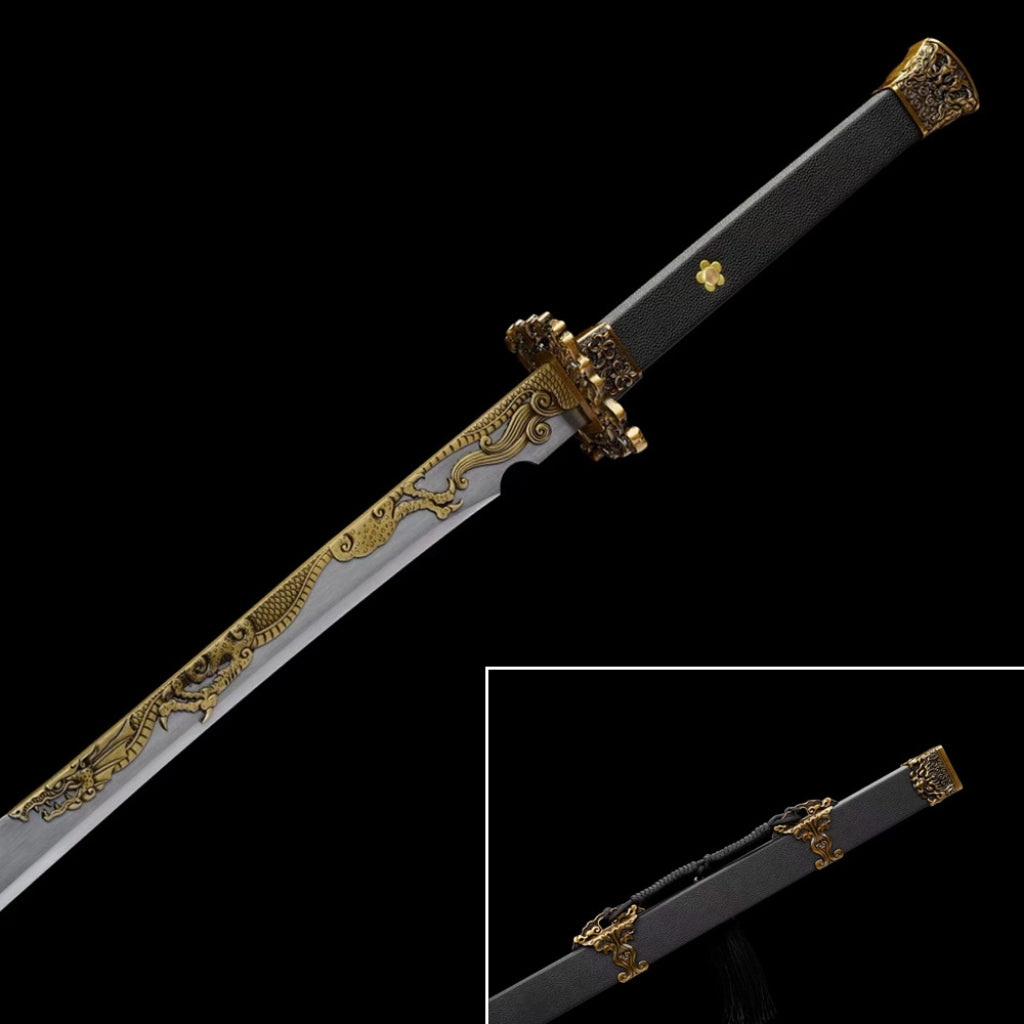 Unsharpened Manganese Steel Tang Heng Dao and Xiu Chun Dao Swords