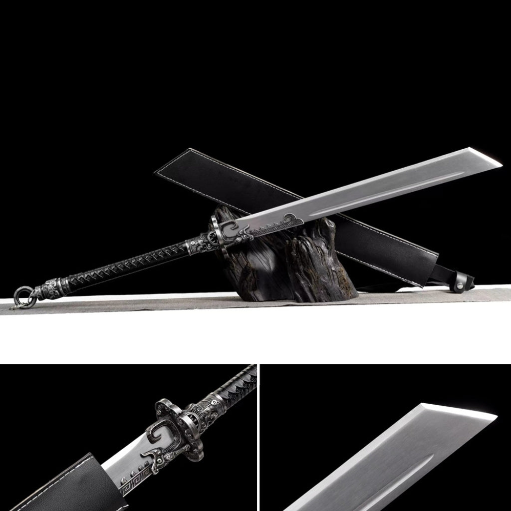 Unsharpened Forged Two Handed Tang Style Battle Saber