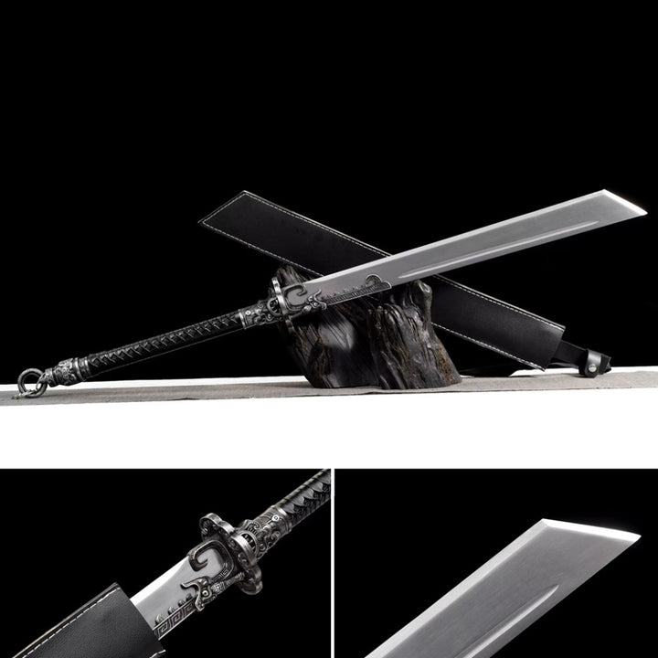 Unsharpened Forged Two Handed Tang Style Battle Saber