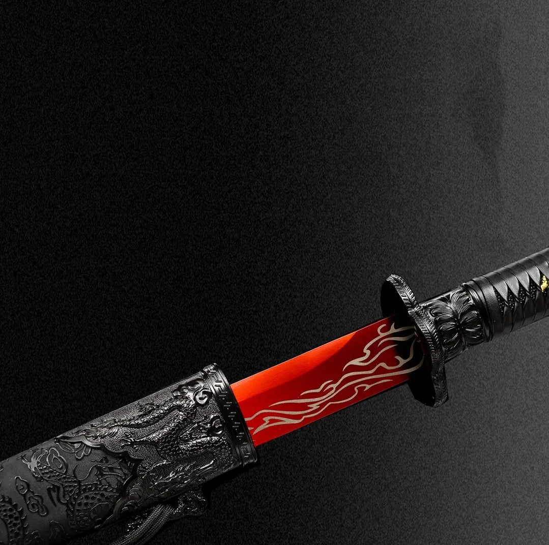 Unsharpened High Manganese Steel Blazing Flame Tang Dynasty Sword