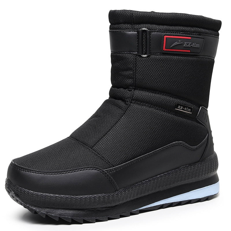 Men's Waterproof Snow Short Ski Boots Fleece-Lined Hiking Shoes