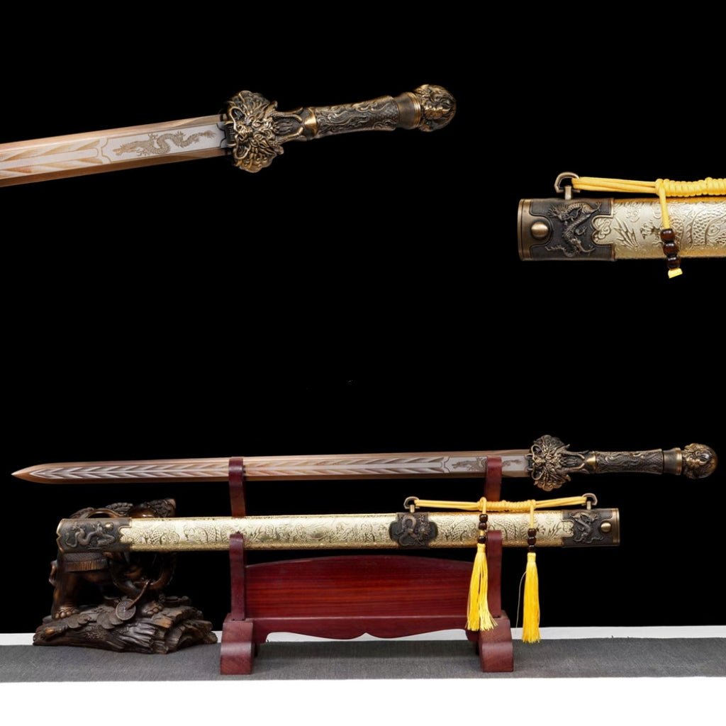Unsharpened High Manganese Steel Long Style Han Jian Dragon King Sword
