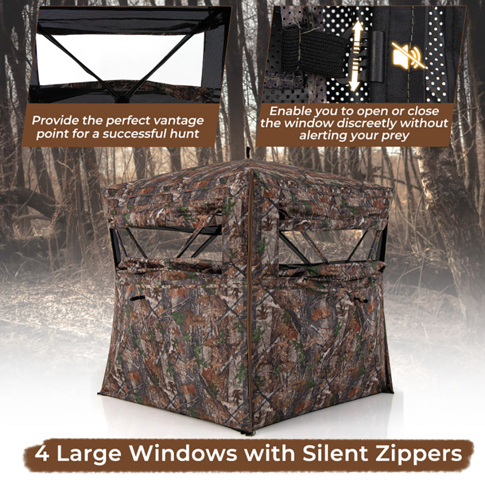 360° One-Way See-Through Hunting Blind for 2–3 People