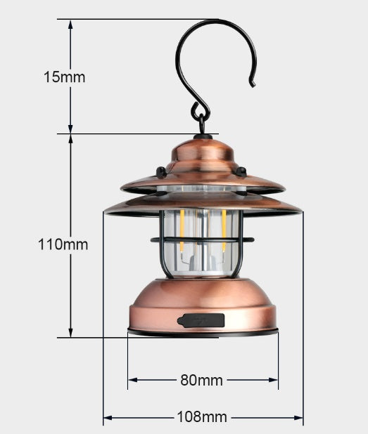 Retro Outdoor Camping Gas Tank Lantern USB Tent Light L-088