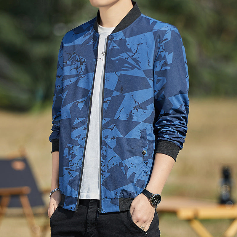Men’s Lightweight Stand Collar Camouflage Baseball Jacket