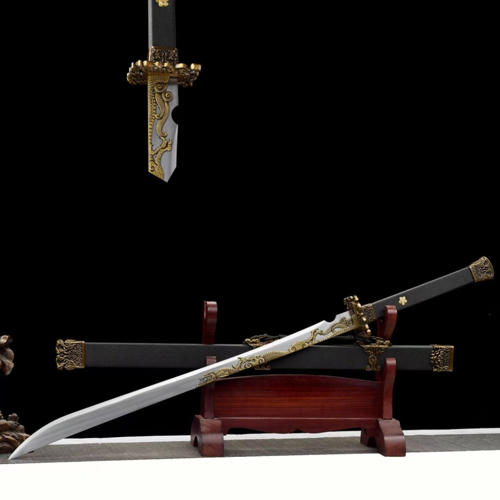 Unsharpened Manganese Steel Tang Heng Dao and Xiu Chun Dao Swords