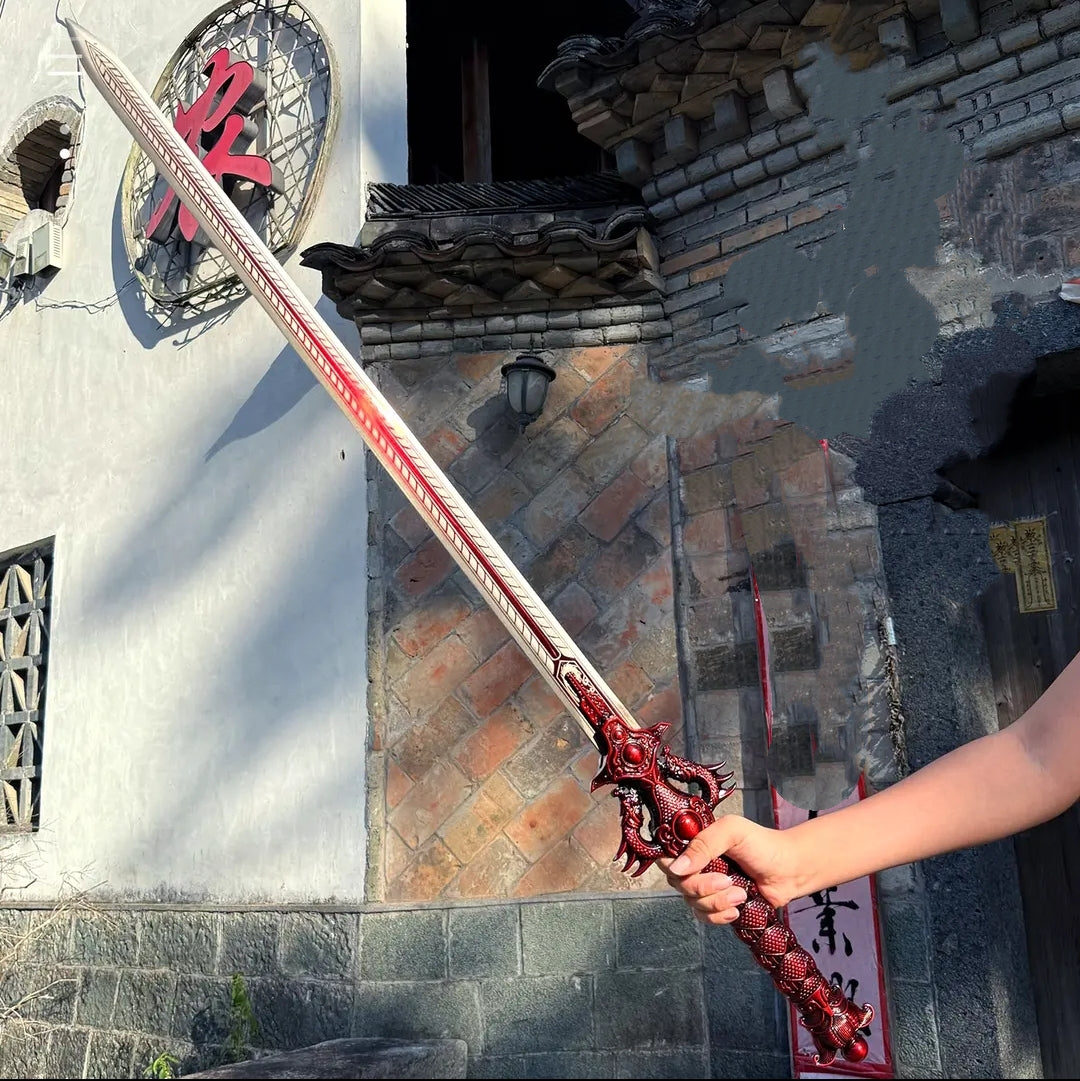 Unsharpened Alloy Chixiao Longquan Shuanglong Sword With Scabbard