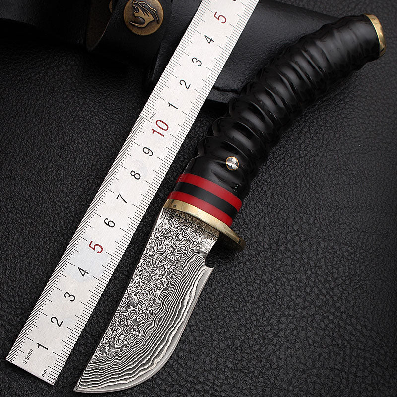 Hand Forged Damascus Steel Fixed Hunting Knife Outdoor Tactical Knife