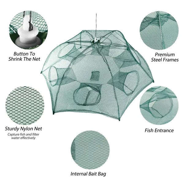 Portable, Folding Fish-Shrimp-Crab Net Trap