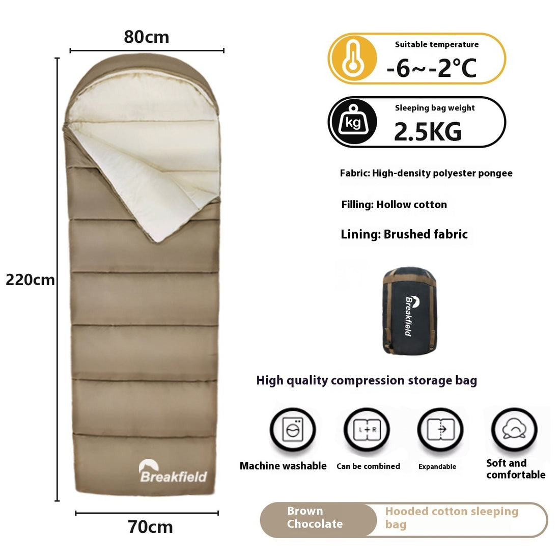 Waterproof Thickened Cotton Four Season Camping Sleeping Bag