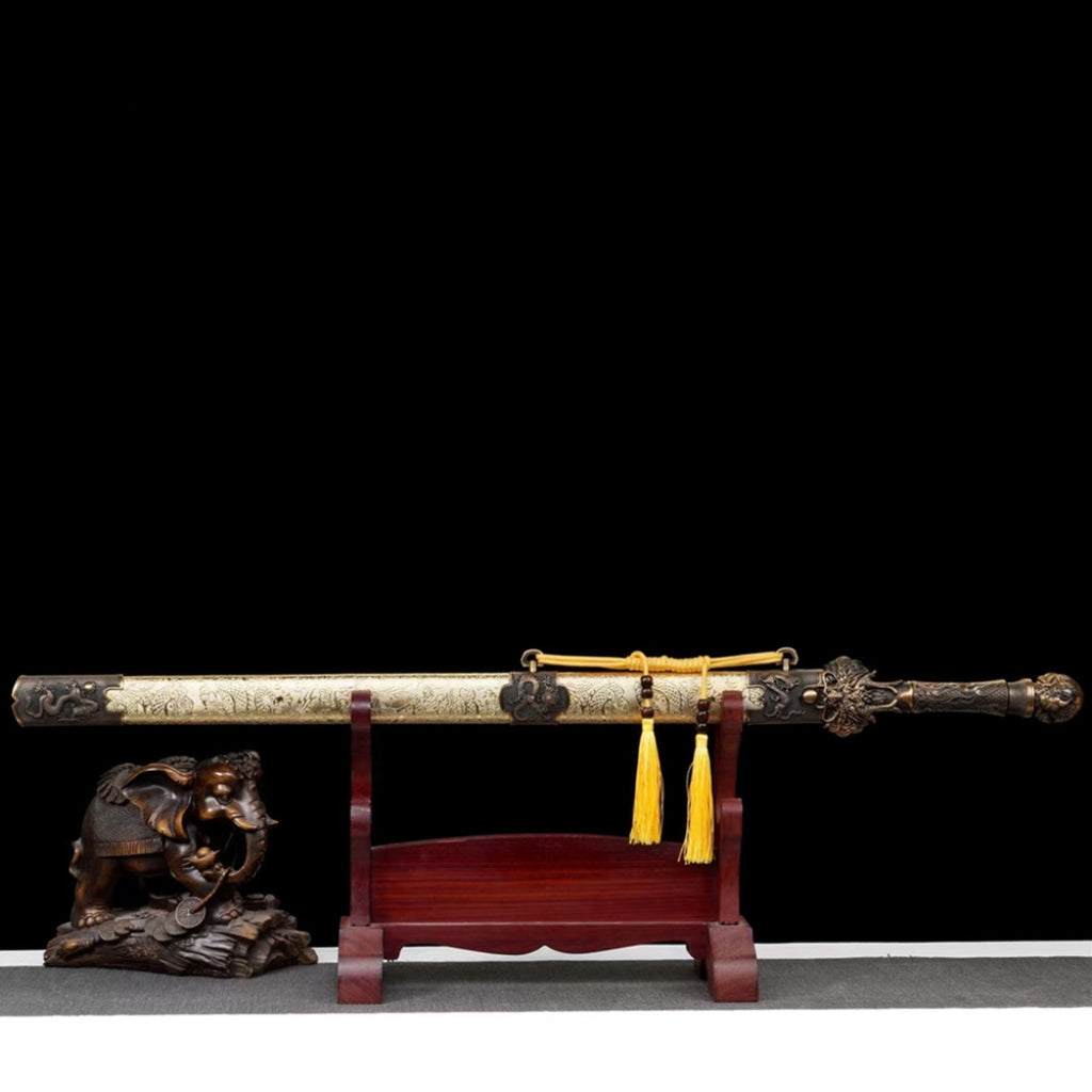 Unsharpened High Manganese Steel Long Style Han Jian Dragon King Sword
