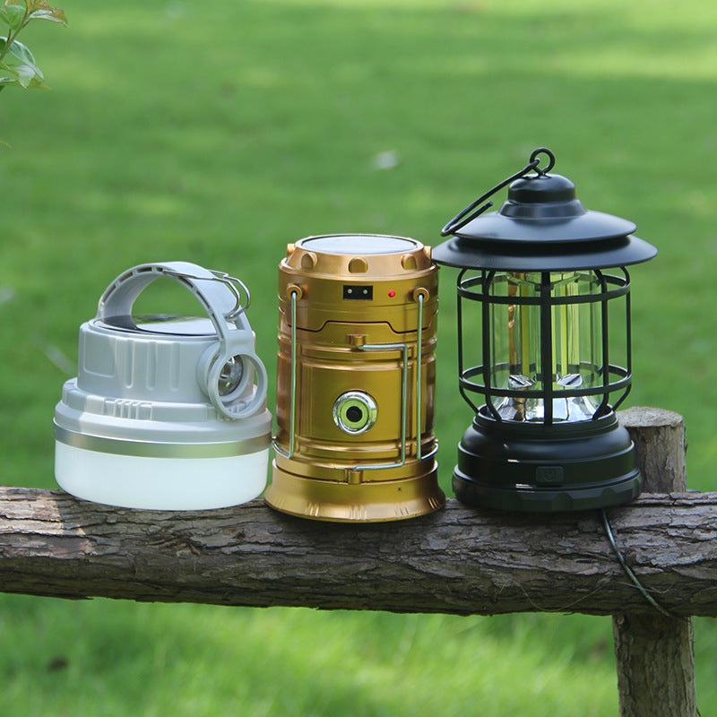 Vintage Rotating Rechargeable Camping Lantern Ambient Light