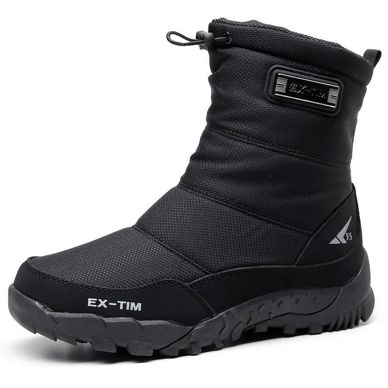 Men's Waterproof Snow Short Ski Boots Fleece-Lined Hiking Shoes