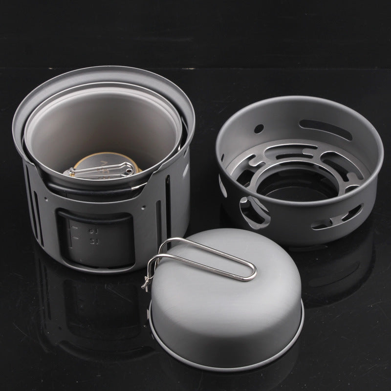 1-2 Person Aluminum Alloy Camping Cookware Set 7pcs