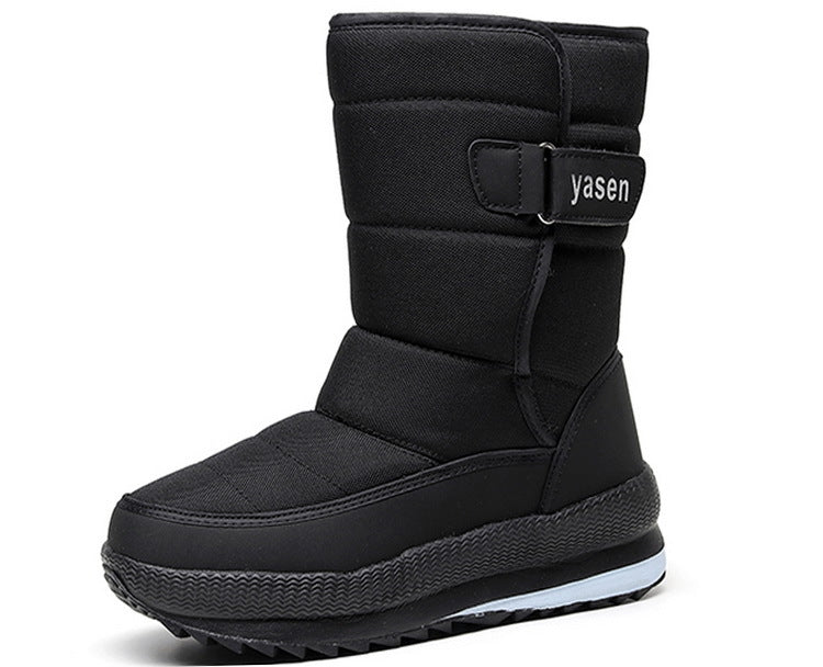 Men's Waterproof Snow Short Ski Boots Fleece-Lined Hiking Shoes