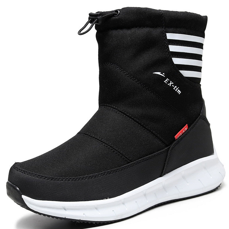 Men's Waterproof Snow Short Ski Boots Fleece-Lined Hiking Shoes