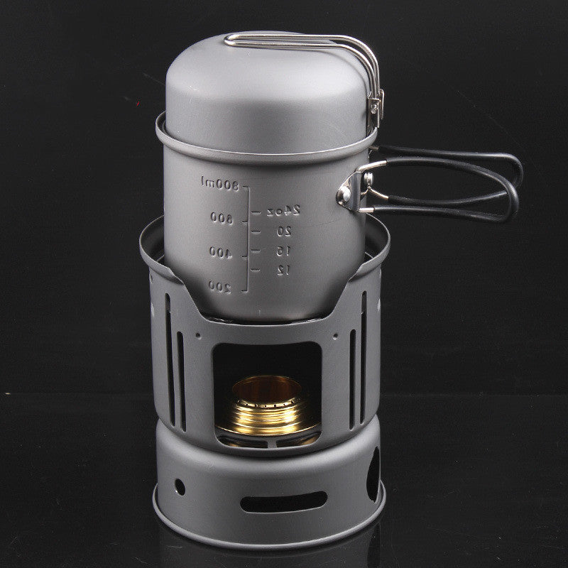 1-2 Person Aluminum Alloy Camping Cookware Set 7pcs