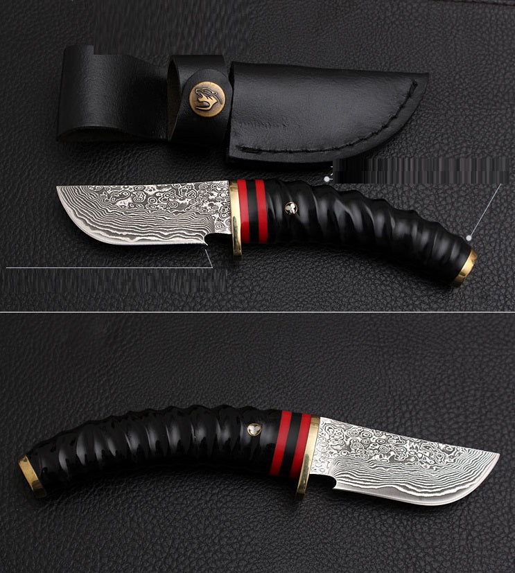 Hand Forged Damascus Steel Fixed Hunting Knife Outdoor Tactical Knife