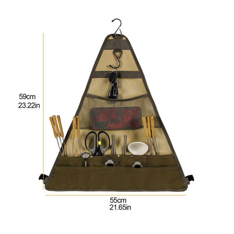 Foldable Camping Tableware Set With Hanging Bag