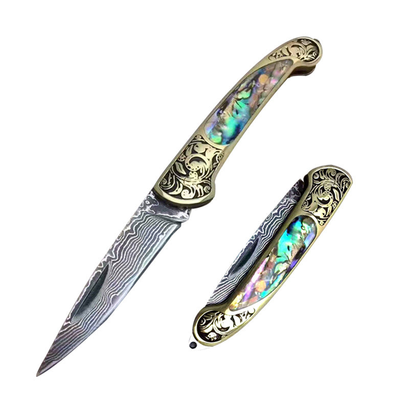 Camping Folding Survival Hunting Pocket Knife Natural Handle