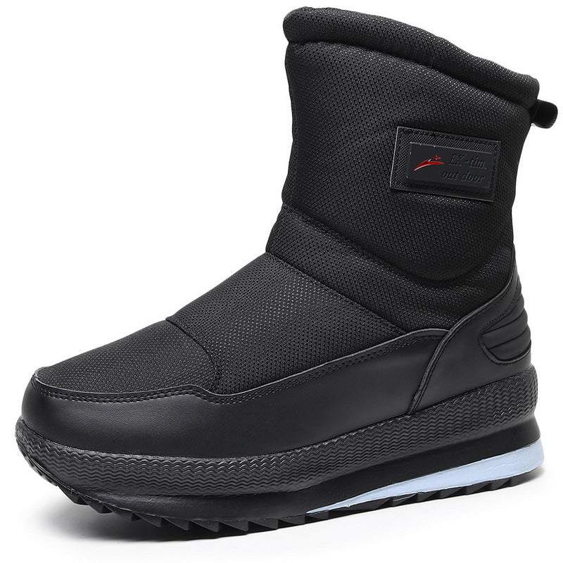 Men's Waterproof Snow Short Ski Boots Fleece-Lined Hiking Shoes