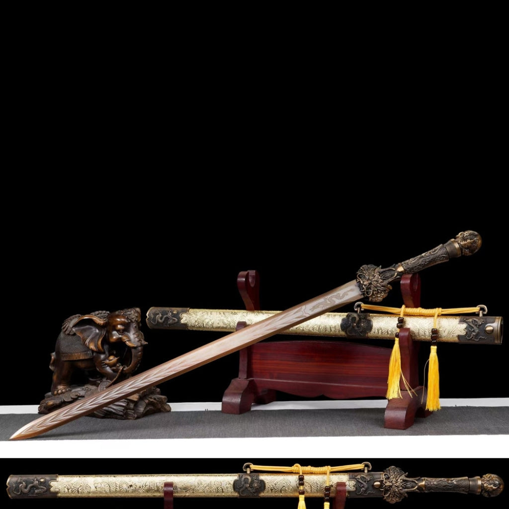 Unsharpened High Manganese Steel Long Style Han Jian Dragon King Sword
