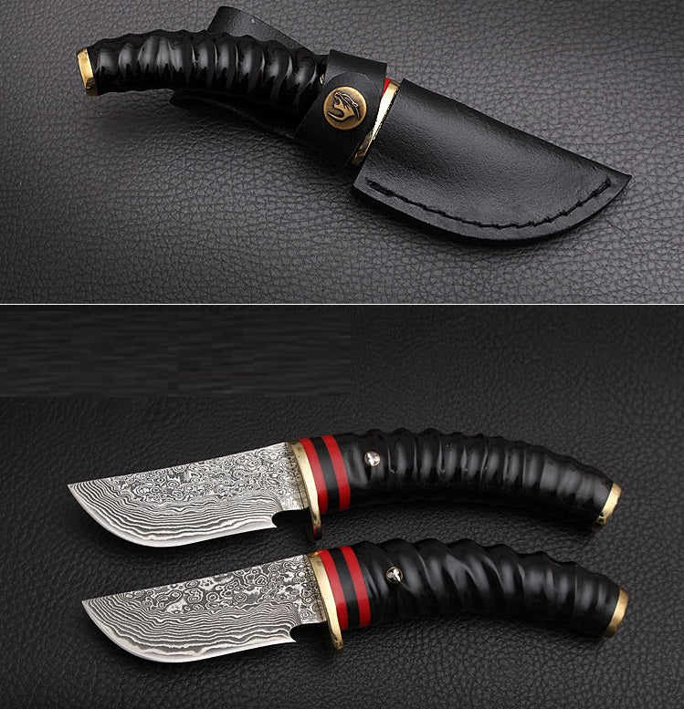 Hand Forged Damascus Steel Fixed Hunting Knife Outdoor Tactical Knife