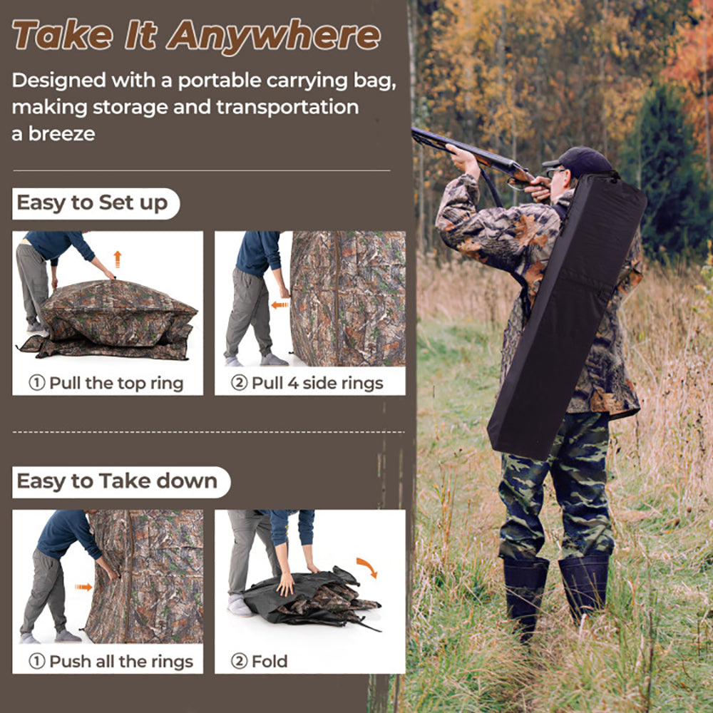 360° One-Way See-Through Hunting Blind for 2–3 People