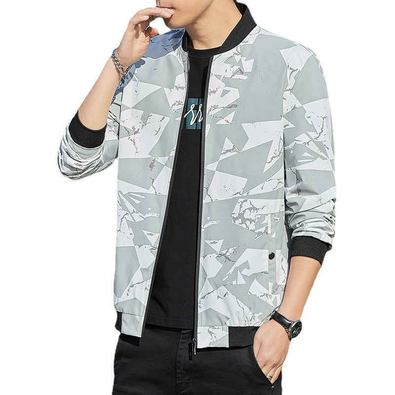 Men’s Lightweight Stand Collar Camouflage Baseball Jacket