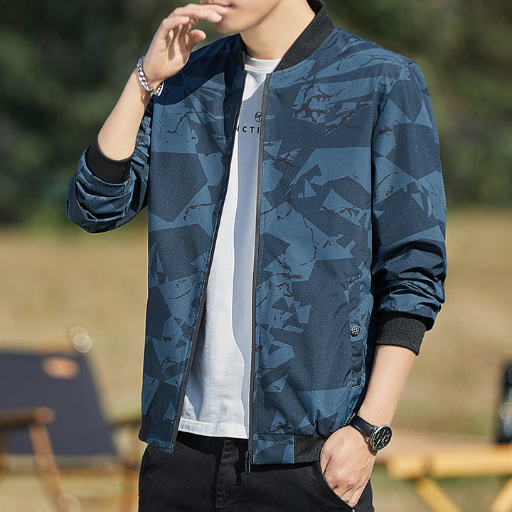 Men’s Lightweight Stand Collar Camouflage Baseball Jacket