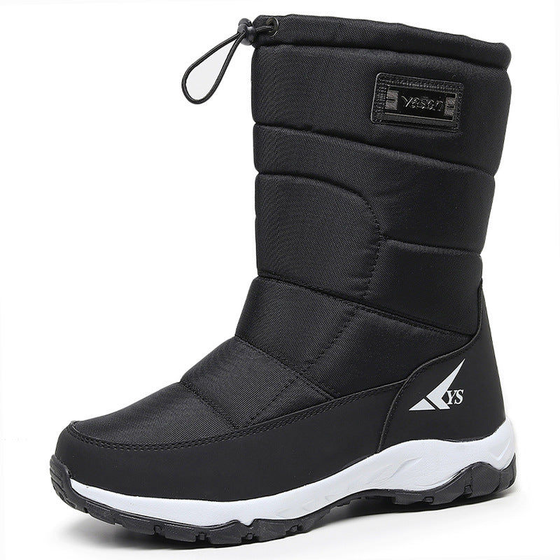 Men's Waterproof Snow Short Ski Boots Fleece-Lined Hiking Shoes