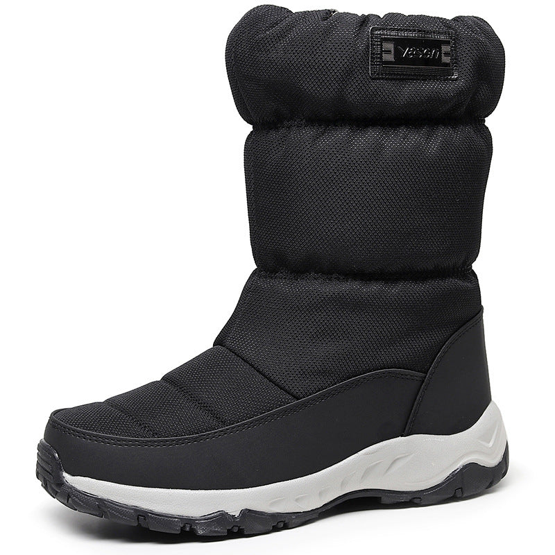 Men's Waterproof Snow Short Ski Boots Fleece-Lined Hiking Shoes