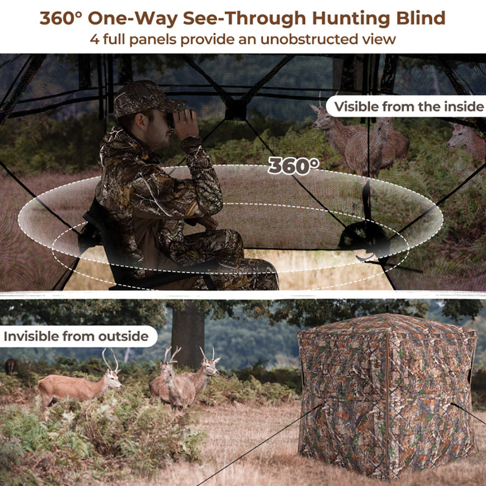 360° One-Way See-Through Hunting Blind for 2–3 People