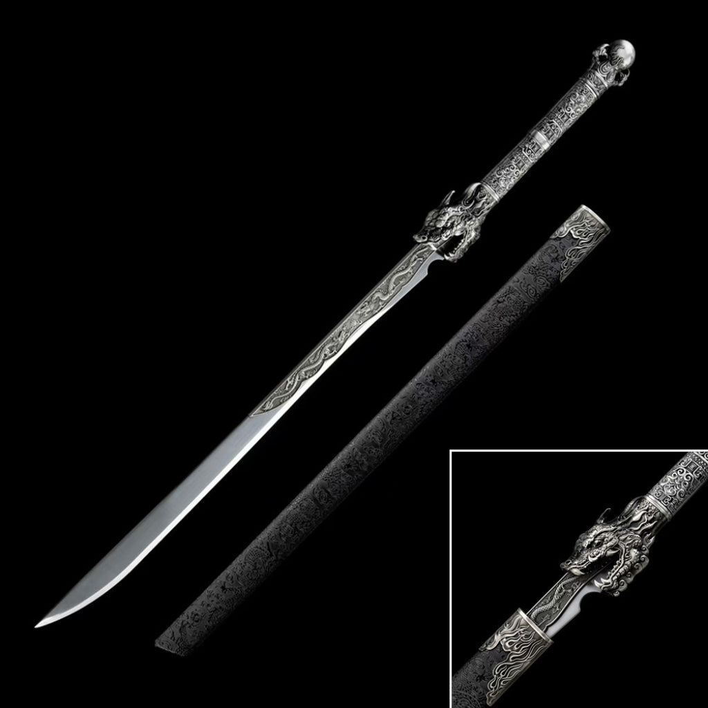 Unsharpened High Manganese Steel Hand Forged Han Sword Collectible