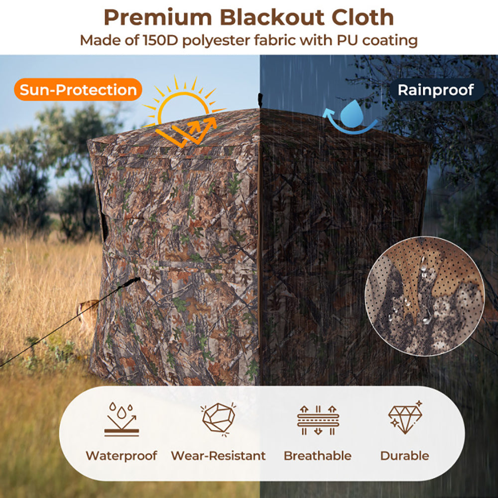 360° One-Way See-Through Hunting Blind for 2–3 People
