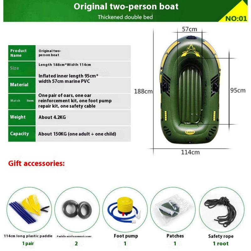 Heavy Duty Inflatable Fishing Boat for 2–5 People