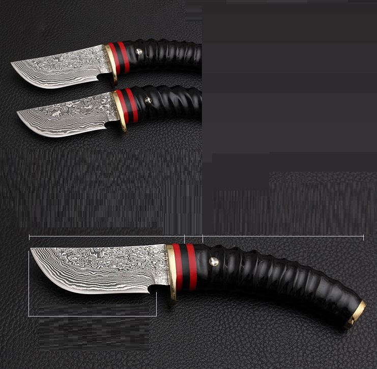 Hand Forged Damascus Steel Fixed Hunting Knife Outdoor Tactical Knife