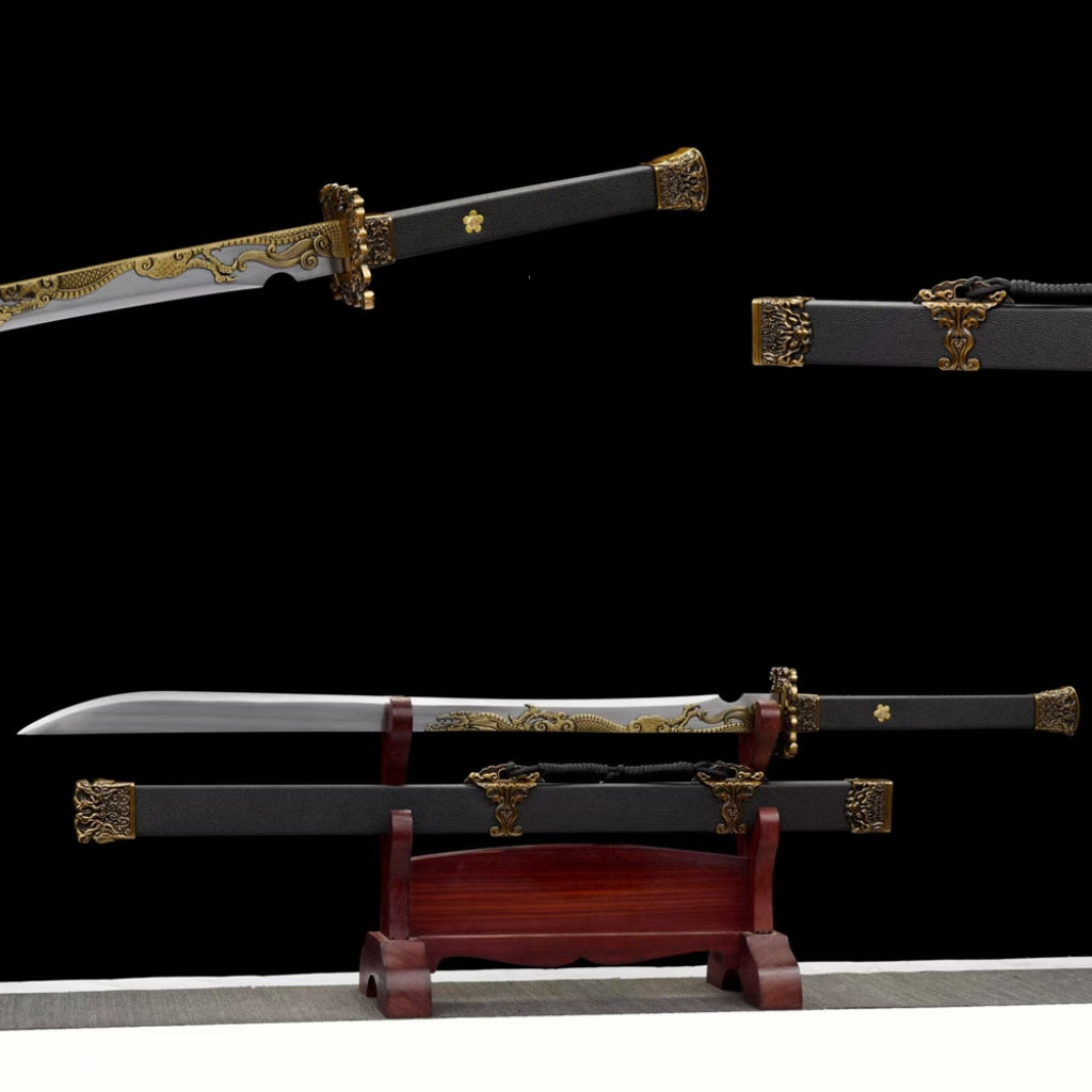 Unsharpened Manganese Steel Tang Heng Dao and Xiu Chun Dao Swords