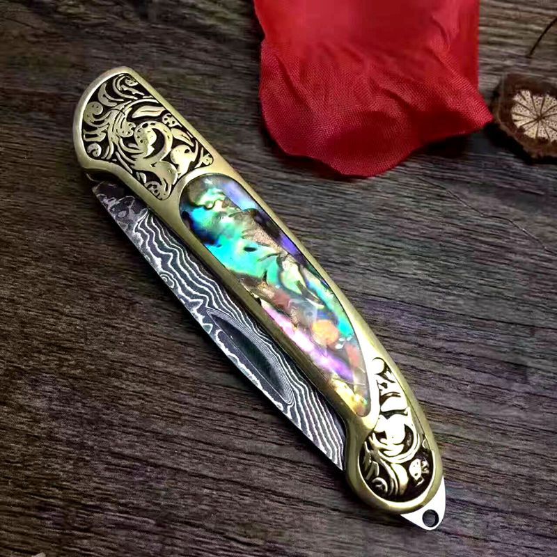Camping Folding Survival Hunting Pocket Knife Natural Handle
