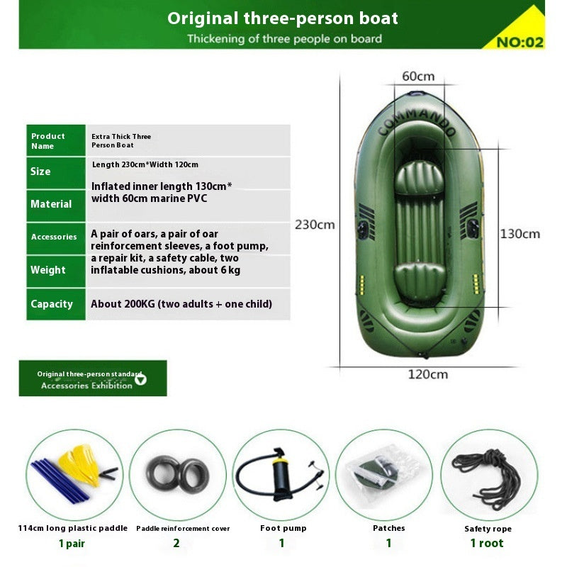 Heavy Duty Inflatable Fishing Boat for 2–5 People