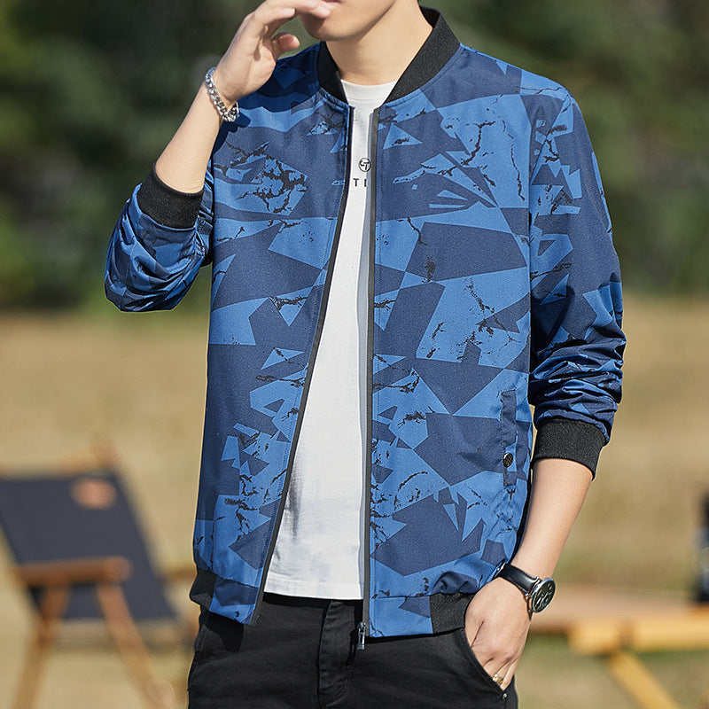 Men’s Lightweight Stand Collar Camouflage Baseball Jacket