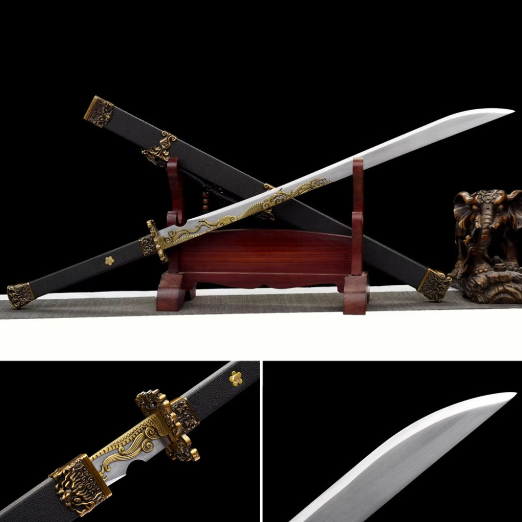 Unsharpened Manganese Steel Tang Heng Dao and Xiu Chun Dao Swords